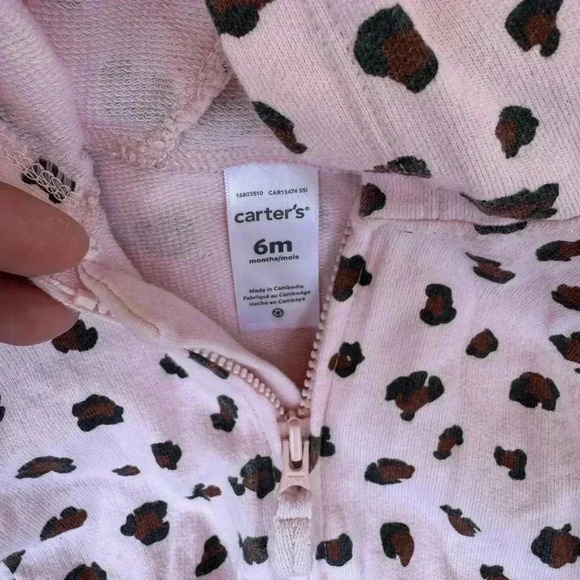 Carter’s Jumpsuit Pink and Cheetah Print 6m - Picture 3 of 3